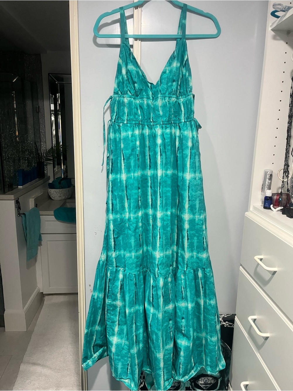 INC International Concepts Turquoise Tie-Dye Maxi Dress